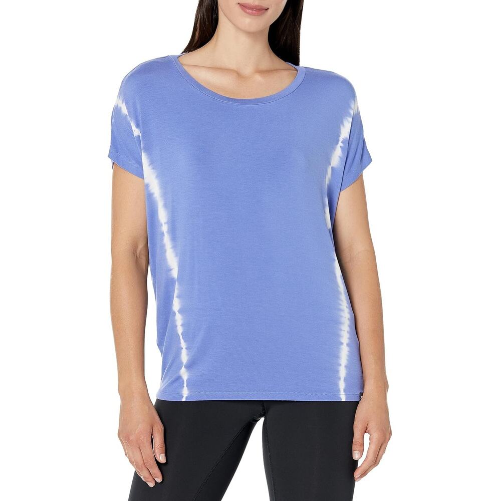 Andrew Marc Women Tie Dye Dolman Short Sleeve T-Shirt Size S Peri Blue / White